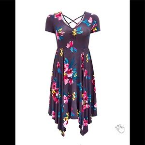 Super soft dark slate gray floral criss cross back handkerchief torrid dress